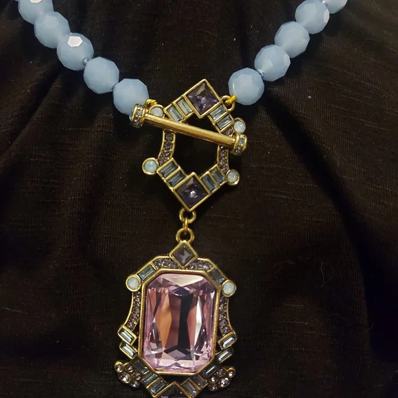 Heidi Daus "Deco Edition" Pendant Necklace And Earring Set - Blue - Picture 1 of 4